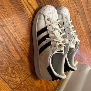 White & black Size 3 kids Adidas sneakers